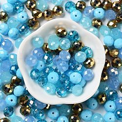Perle di vetro, sfaccettato, rondelle, turchese pallido, 10x8mm, Foro: 1 mm, circa 560pcs/500g
