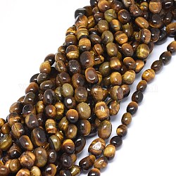 Natural Tiger Eye Beads Strands, Oval, 9~16x6~13mm, Hole: 1mm, about 27~35pcs/strand, 15.7 inch