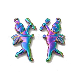 Ion Plating(IP) 
304 Stainless Steel Pendants, Cupid Charm, Rainbow Color, 29x17x4mm, Hole: 1.2mm