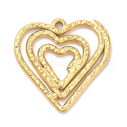 Placcatura ionica (ip) 304 ciondoli in acciaio inossidabile, fascino cuore, oro, 26x26x2mm, Foro: 1.5 mm