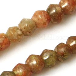 Natural Unakite Beads Strands, Bicone, Colorful, 4~5x3~4mm, Hole: 1mm