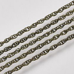 Паяные латунные покрытые железные веревочные цепи, с катушкой, античная бронза, 3x2.5x0.3 мм, около 328.08 фута (100 м) / рулон