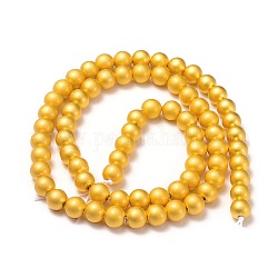 Chapelets de perles en hématite synthétique sans magnétiques, ronde, mat, plaqué or, 6~6.5mm, Trou: 1mm, Environ 65 pcs/chapelet, 15.5 pouce (39.5 cm)