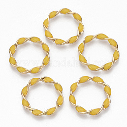 Anillos de unión de aleación ecológicos, con esmalte, anillo trenzado, la luz de oro, amarillo, 31x4mm