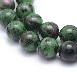 Natürlicher Rubin in Zoisit runden Perlensträngen, 10 mm, Bohrung: 1.5 mm, ca. 42 Stk. / Strang, 16.53 Zoll (42 cm)