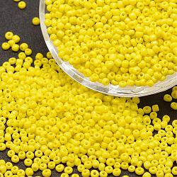 6/0 Glass Seed Beads, Grade A, Round, Opaque Colours, Yellow, 3.6~4.0mm, Hole: 1.2mm, about 5000pcs/pound