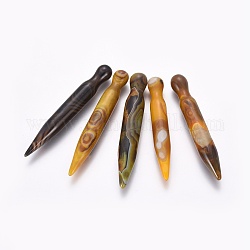 Natural Agate Massage Sticks, Massage Wand, Massage Tools, Gua Sha Scraping Stick, Dyed & Heated, Mixed Color, 91~101x13~15.5mm