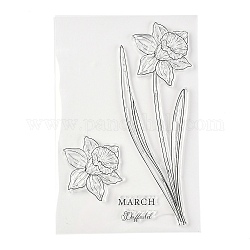 シリコンクリアスタンプ  カード作りの装飾DIYスクラップブッキング用  花柄  19x12.5x0.3cm