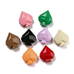Perles acryliques de peinture de cuisson opaque, coeur à facettes, couleur mixte, 20.5x18.5x11mm, Trou: 3.2mm