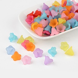 Colore satinato perle sintetiche miste, fiore, 10x13.5mm, Foro: 1.8 mm