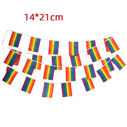 Rechteckige Stolzflagge aus Polyester, Regenbogen gestreiftes hängendes Banner, für Party-Festival-Heimdekorationen, Farbig, 210x140 mm, 38 Stück / Set, 10 m/Satz.