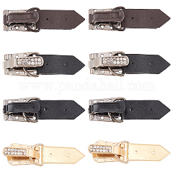 FINGERINSPIRE 16 Sets 4 Style High-Grade Metal Leather Buckle with Clear Rhinestones Black/Brown/Gold Buckle with PU Leather Vintage Metal Zinc Alloy Buttons Duckbilled Buckle for Windbreaker Coat