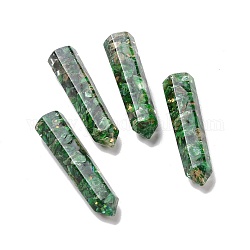 Perles de copeaux de jaspe impérial naturel, pierres de guérison, baguette magique de thérapie de méditation d'équilibrage d'énergie de reiki, avec une résine transparente, pas de trous / non percés, teinte, forme de balle à facettes, 42.5x11x10mm