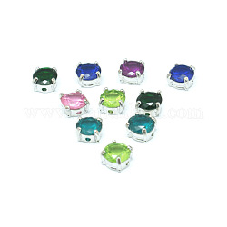 Imitation Cubic Zirconia Beads, with Brass Findings, Faceted, Round, Platinum Color, Mixed Color, 12x7mm, Hole: 1mm