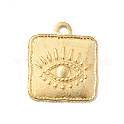 Brass Pendants, Square with Eye, Golden, 22x19x12mm, Hole: 1.6mm