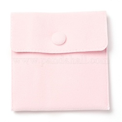 Sacs à bijoux carrés en velours, avec bouton pression, rose, 10x10x1 cm