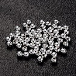 Perline acrilico placcato, tondo, placcato color platino, circa6 mm di diametro, Foro: 1 mm, circa 4000pcs/500g