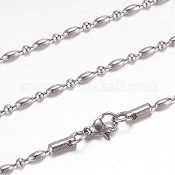 304 Stainless Steel Ball Chain Necklaces, with Lobster Claw Clasps, Stainless Steel Color, 19.5 inch~20 inch(49.5~50.8cm)