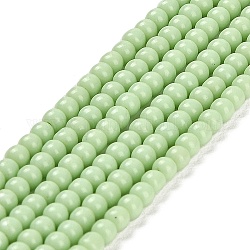 Fili di perline giada di vetro imitato, tondo, verde chiaro, 2~2.5mm, Foro: 0.6 mm, circa 173~180pcs/filo, 14.57''~14.84'' (37~37.7 cm)