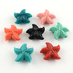 Окрашенная коралловых бусин синтетические, морская звезда / морские звезды, разноцветные, 20x19x7 мм, отверстие : 1.5 мм
