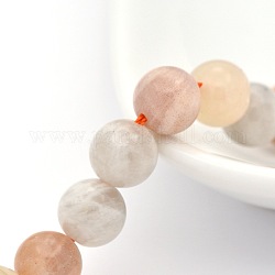 Natürliche runde Perlenstränge aus mehreren Mondsteinen, 8 mm, Bohrung: 1 mm, ca. 24 Stk. / Strang, 7.6 Zoll