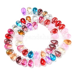 Transparente Glasperlen Stränge, segmentierte mehrfarbige Perlen, oben gebohrt, Träne, Mischfarbe, 9x6x5 mm, Bohrung: 1 mm, ca. 51~52 Stk. / Strang, 11.89~12.28'' (30.2~31.2 cm)