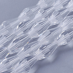 Glass Beads Strands, Faceted, Bicone, Clear, about 12mm long, 6mm wide, hole: 1mm, 50pcs/strand, 16 inch