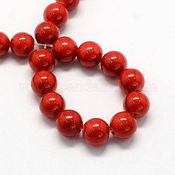 Tinti di giada Mashan filoni gemstone perline naturali, tondo, rosso, 10mm, Foro: 1 mm, circa 40pcs/filo, 15.7 pollice