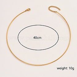 ステンレス製のシンプルな細いカラーのネックレス  リジッドチョーカーネックレス  ゴールドカラー  15.75インチ（40cm）