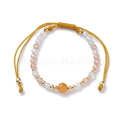 Adjustable Bracelets for Women Gift, Natural Red Aventurine & Cubic Zirconia & Brass Beaded Bracelets, Inner Diameter: 1-3/4~3-1/2 inch(4.4~8.8cm)