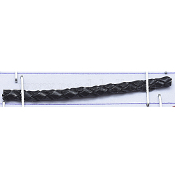 Cordon de cuero trenzado, teñido, negro, 3mm, 100 yardas / paquete (300 pies / paquete)