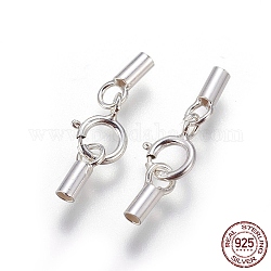 925 sterling silver spring ganci ad anello, con estremità del cavo, argento, 18mm, formato interno: 1.4 mm