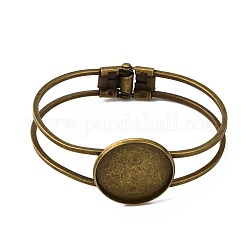 Ottone making braccialetto, base del braccialetto vuota, con i risultati del vassoio di ferro, rotondo e piatto, bronzo antico, vassoio: 25mm, 62x48mm