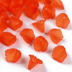 Матовые акриловые колпачки из бисера, цветок, оранжево-красный, 12x12x9 мм, отверстие : 1.2 мм, Около 1700 шт / 500 г