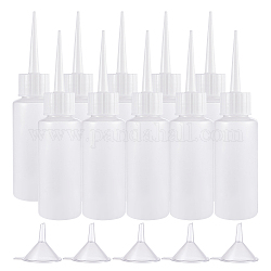 Set di bottiglie di colla di plastica, con tramoggia di imbuto in plastica trasparente, bianco, 13.6cm, Capacità: 50ml, 30 pc / set