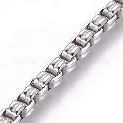  304 Stainless Steel Venetian Chains, Box Chains, Unwelded, Stainless Steel Color, 5.5mm, Links: 5x5.5x3mm