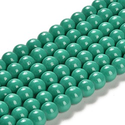 Painted Glass Bead Strands, Baking Paint, Round, Light Sea Green, 8mm, Hole: 1.3~1.6mm, about 100pcs/strand, 31.4 inch