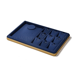 10-Slot-Präsentationsständer für Halskettenanhänger aus PU-Leder, Schmuck-Organizer-Halter zur Aufbewahrung von Halsketten, Rechteck, dunkelblau, 30.5x20.5x3 cm