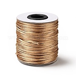 Nylon Cord, Satin Rattail Cord, for Beading Jewelry Making, Chinese Knotting, BurlyWood, 2mm, about 50yards/roll(150 feet/roll)