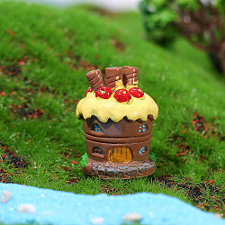 Mini casa de pasteles en miniatura de resina, micro decoraciones de paisaje para el hogar, Para accesorios de casa de muñecas de jardín de hadas, decoraciones de utilería, coco marrón, 24x30mm