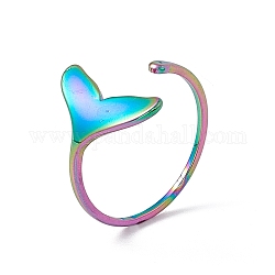Chapado en iones (ip) 201 anillo de puño abierto en forma de cola de ballena de acero inoxidable para mujer, color del arco iris, nosotros tamaño 6 1/2 (16.9 mm)