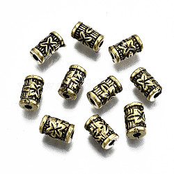 Ccb Kunststoff-Perlen, Säule mit Blumen, Antik Golden, 8x5x4.5 mm, Bohrung: 2 mm, ca. 4300 Stk. / 500 g