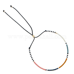Glass Seed Beaded Slider Bracelet for Women, Teal, 11 inch(28cm)