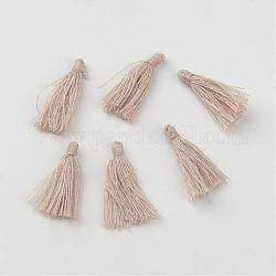 Quastenanhänger aus Polycotton (Polyester-Baumwolle), antik weiß, 18~21x5~6 mm