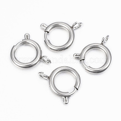 304 Stainless Steel Smooth Surface Spring Ring Clasps, Stainless Steel Color, 18.5x14x2.5mm, Hole: 3mm