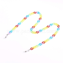 Brillenketten, Halsband für Brillen, mit blickdichten Acryl-Kabelketten und Gummischlaufenende, Platin Farbe, Farbig, 25.4 Zoll (64.5 cm)