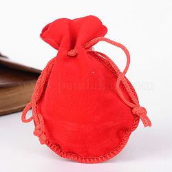 Bolsas de terciopelo calabaza, rojo, 12x9 cm