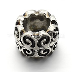 Retro 304 Stainless Steel Big Hole Column Beads, Antique Silver, 7.5x10.5mm, Hole: 6mm