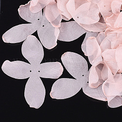 Tissu organza, pour la fabrication de bijoux de bricolage, fleur, rose brumeuse, 140~150x100~130mm, Trou: 2mm