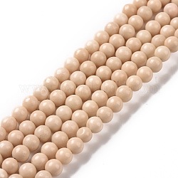 Bois pétrifié naturel perles rondes brins, 4mm, Trou: 0.5mm, Environ 97 pcs/chapelet, 15.2 pouce
